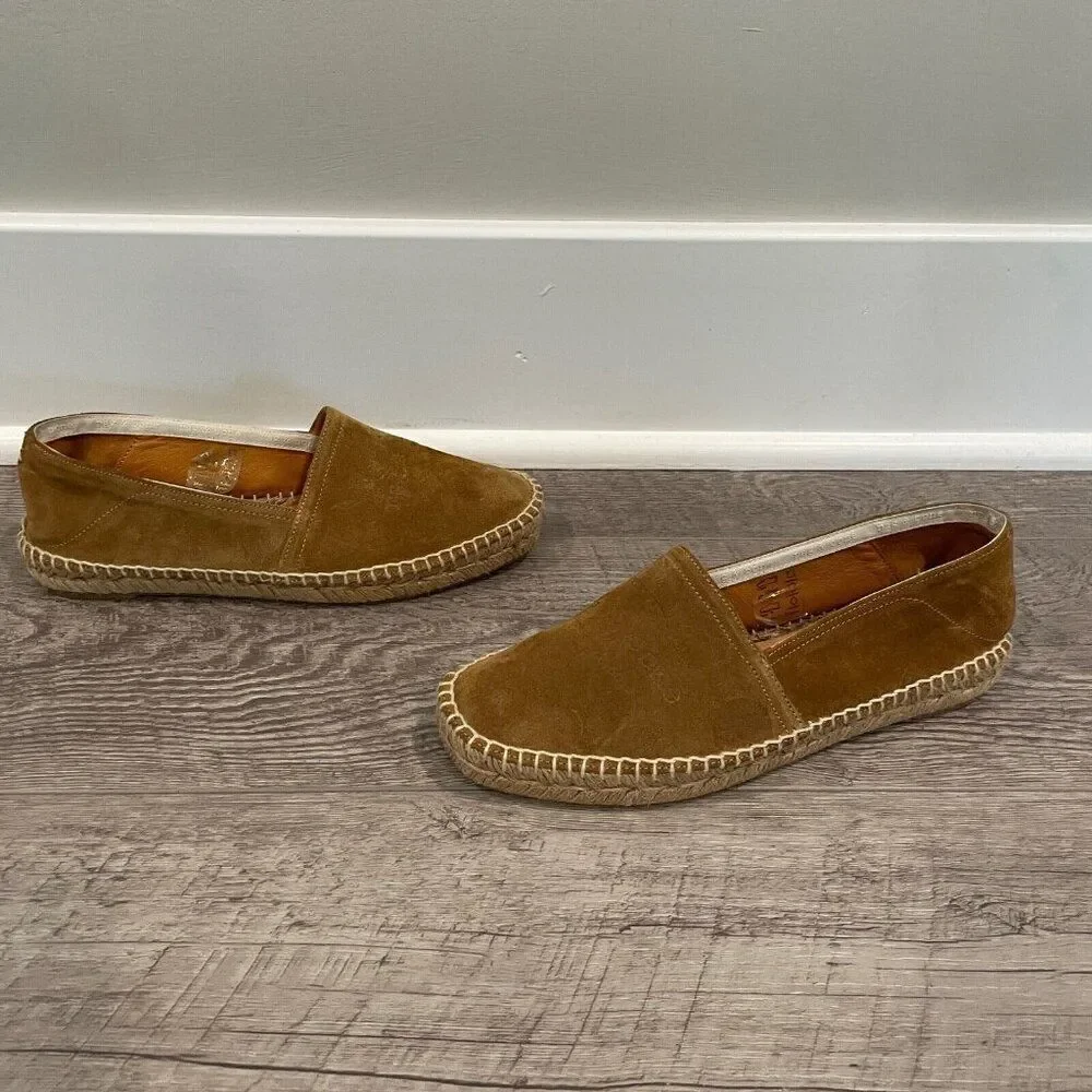 Rag & Bone Espadrilles Flats Womens 7 Brown Edie Embossed‎ Suede
